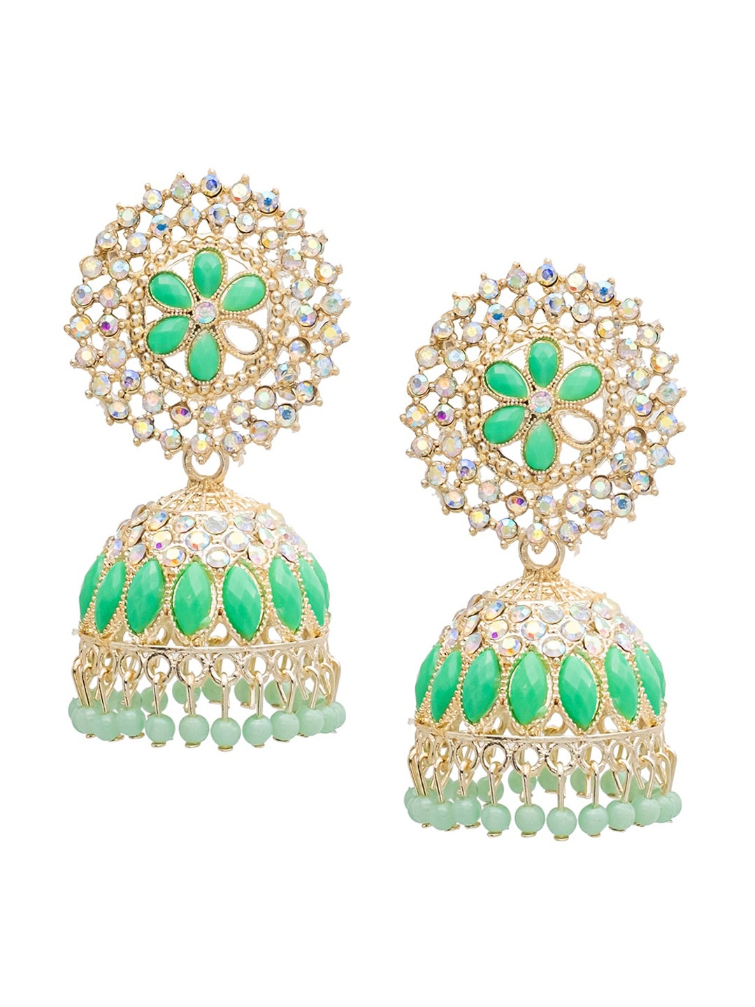 

Shining Jewel - By Shivansh Gold-Plated Contemporary Jhumkas Earrings