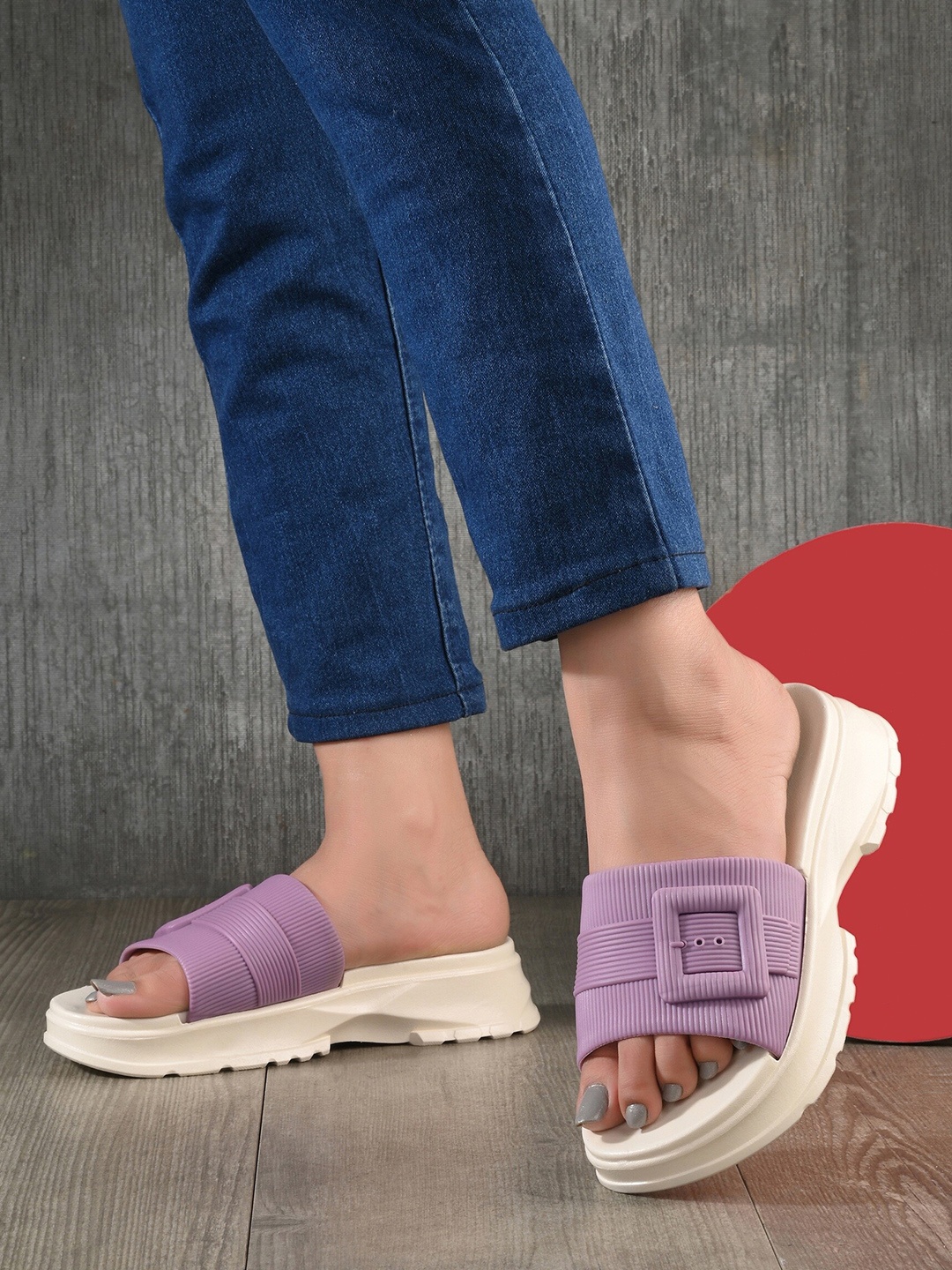 

Layasa Women Open Toe Sliders, Purple
