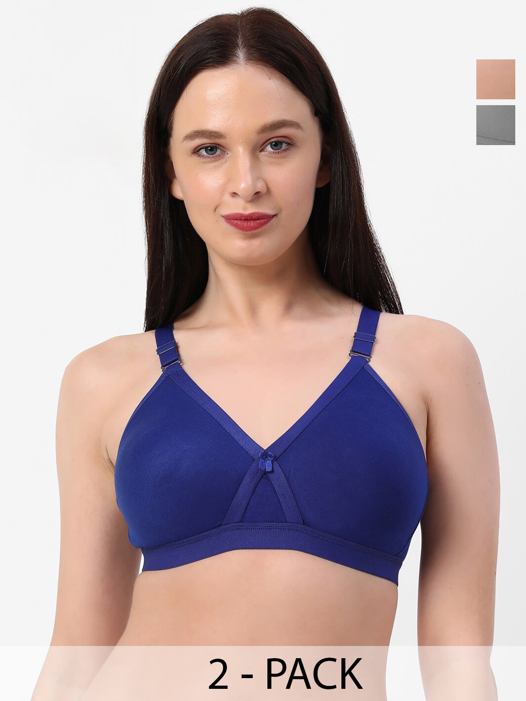

Planetinner Pack Of 2 Full Coverage Cotton Bra, Blue