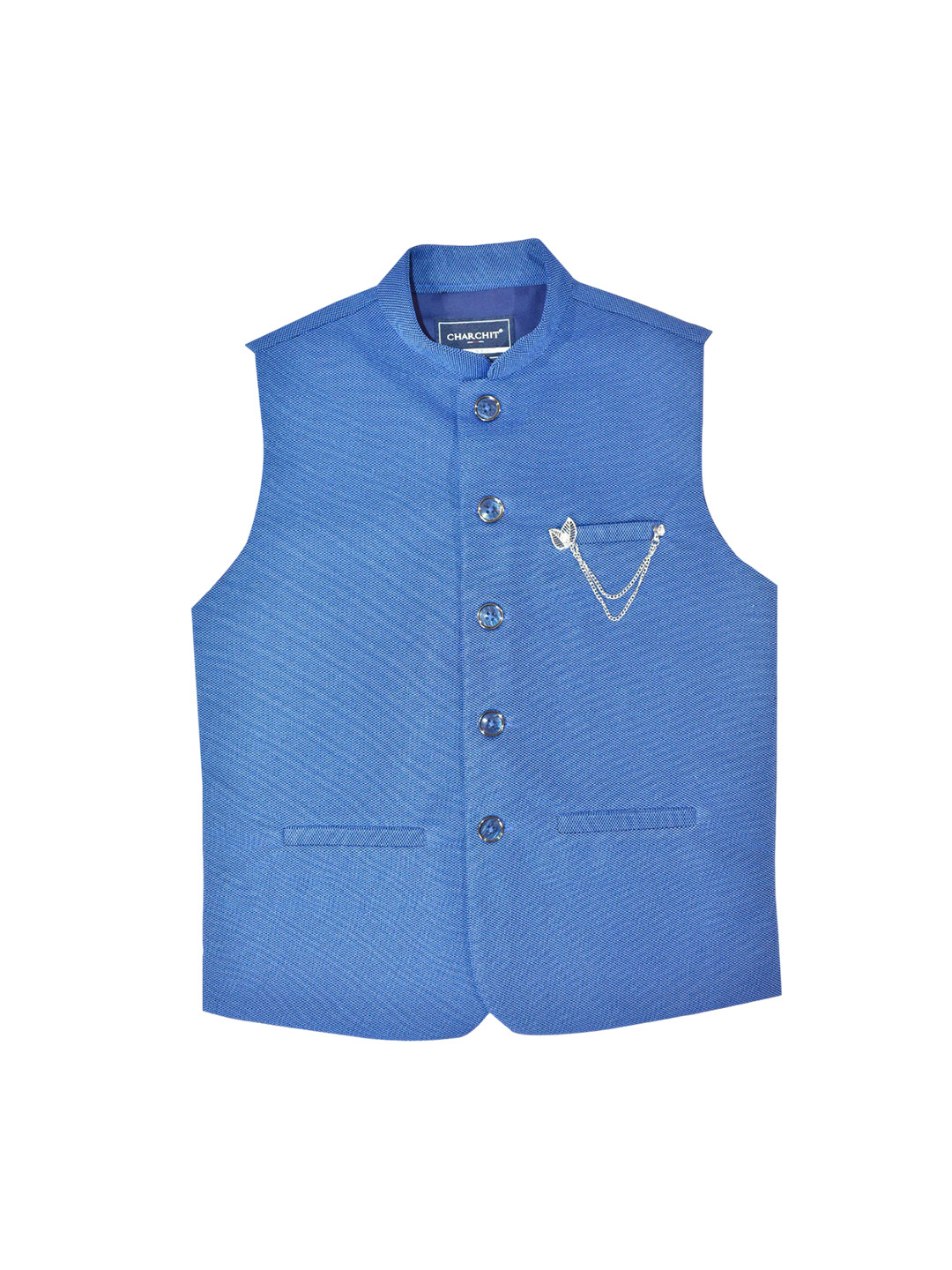 

CAVIO Boys Pure Cotton Nehru Jacket, Blue