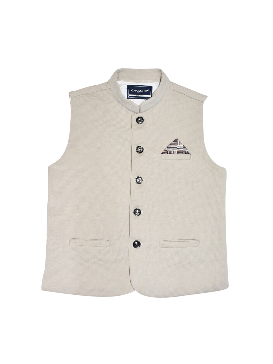 

CAVIO Boys Pure Cotton Nehru Jacket, Cream