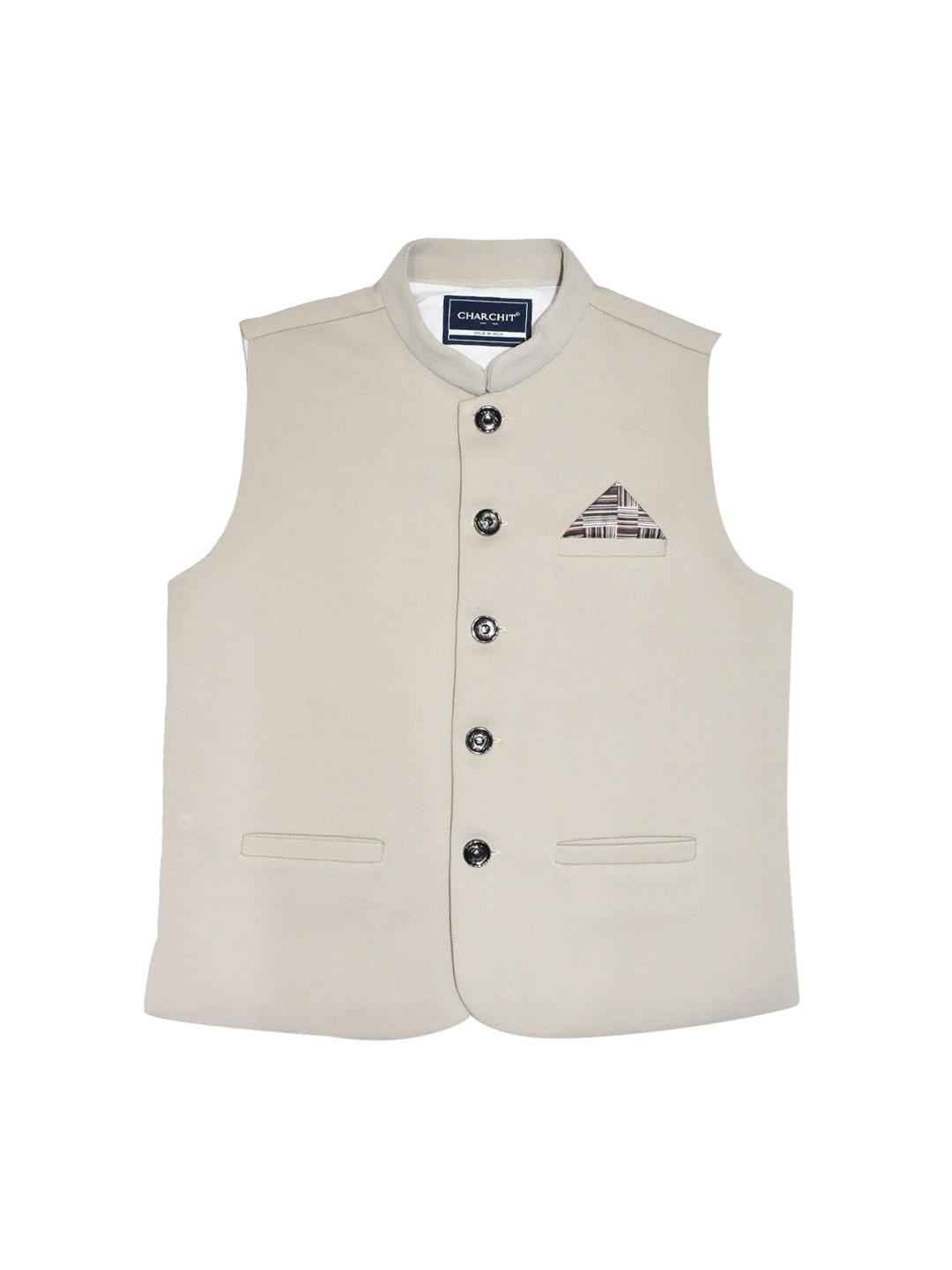 

CAVIO Boys Pure Cotton Nehru Jacket, Cream