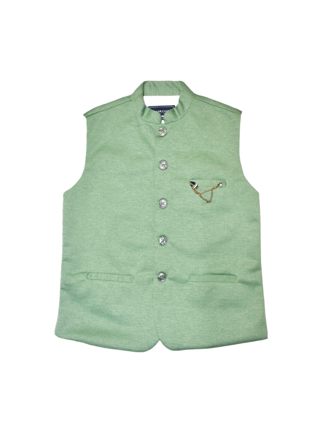 

CAVIO Boys Pure Cotton Nehru Jacket, Green