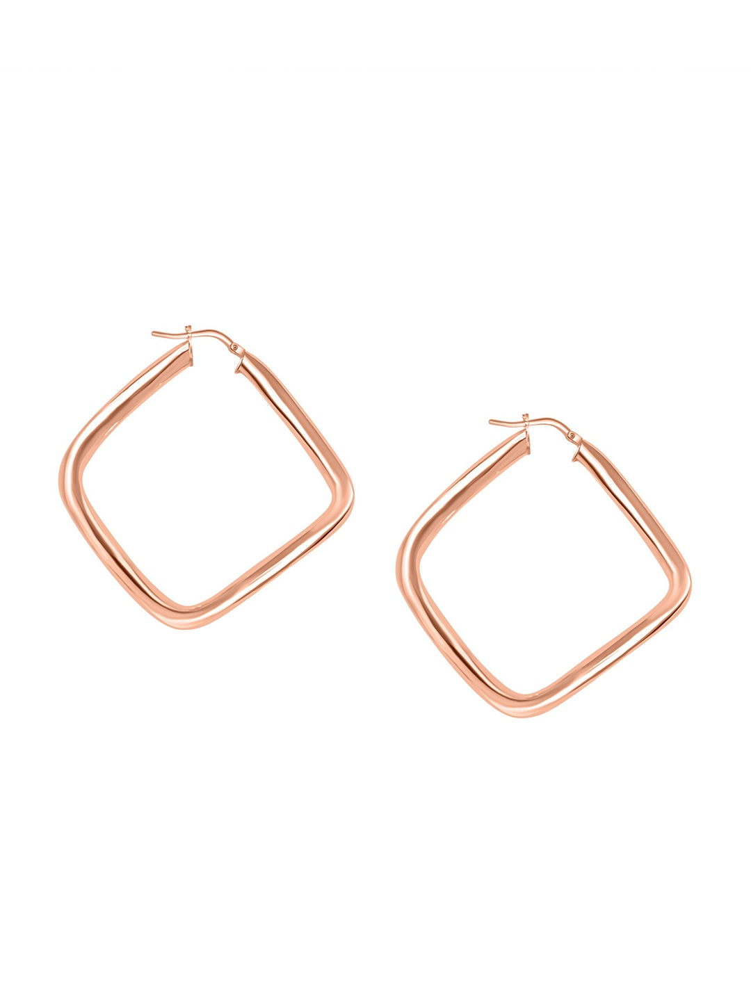 

925 SILLER Rhodium-Plated Pure Silver Square Hoop Earrings