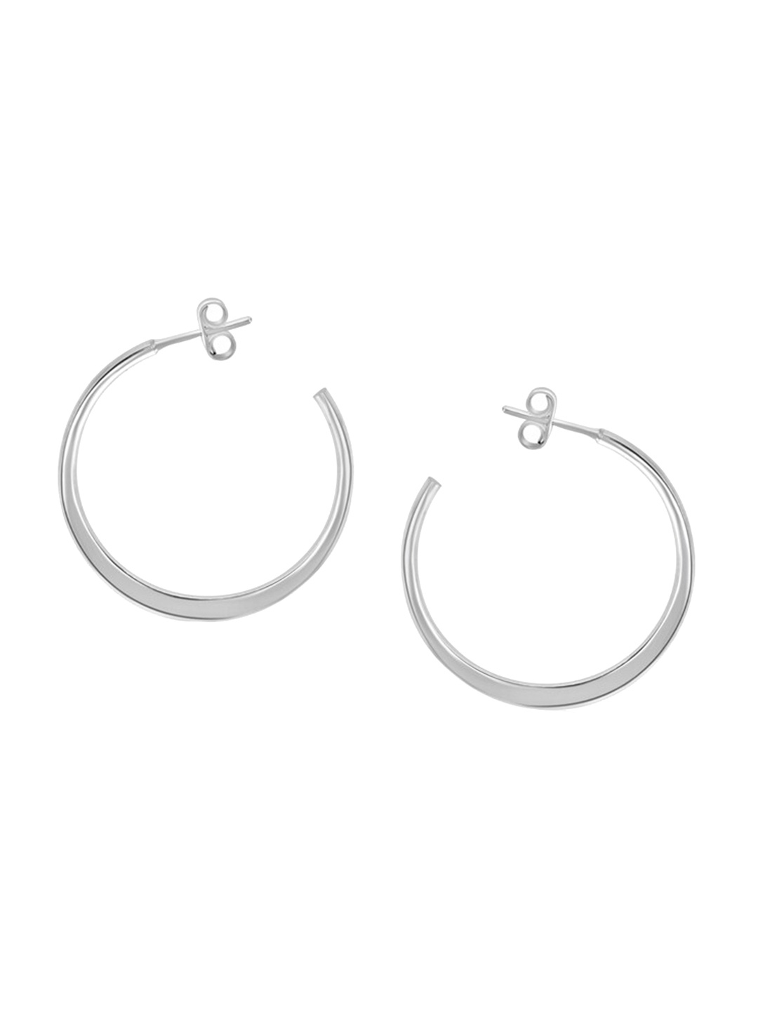 

925 SILLER Rhodium-Plated Pure Silver Circular Half Hoop Earrings