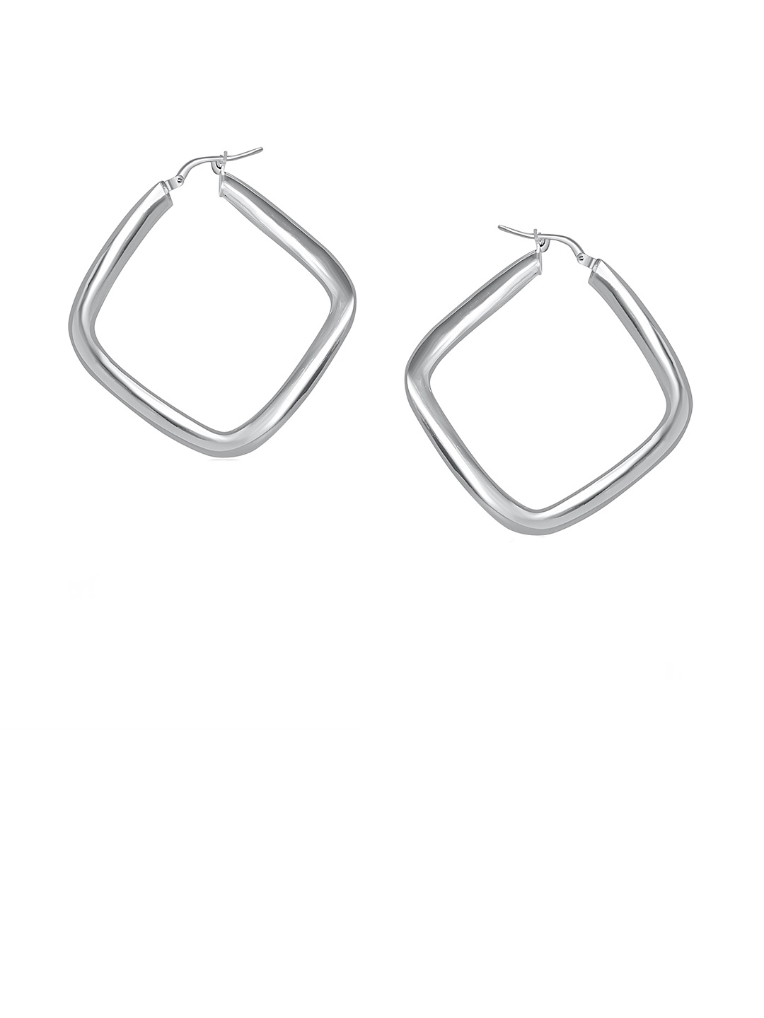 

925 SILLER 925 Pure Silver Tapered Twisted Freeform Hoop Earrings