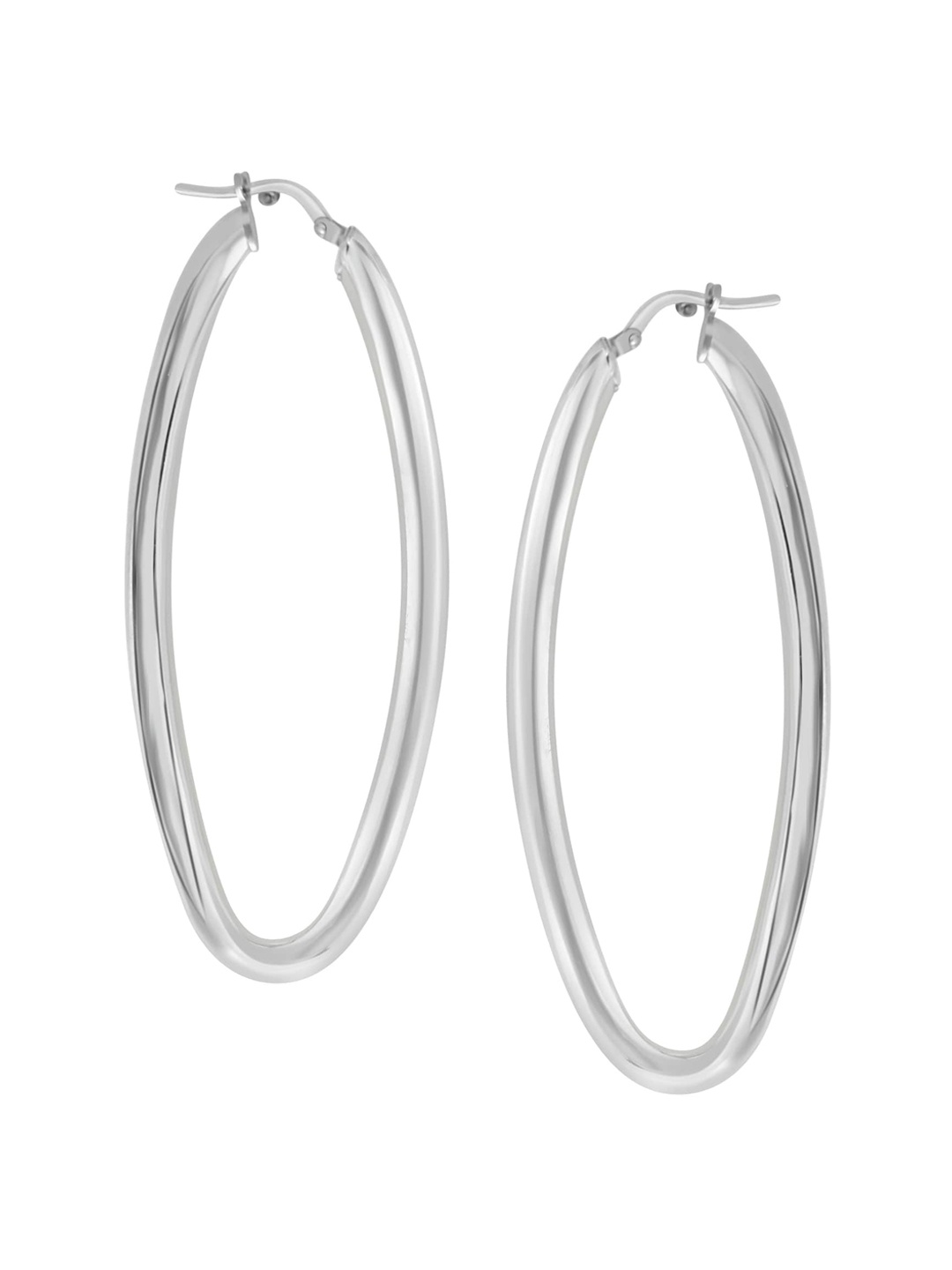 

925 SILLER Rhodium-Plated Pure Silver Circular Hoop Earrings