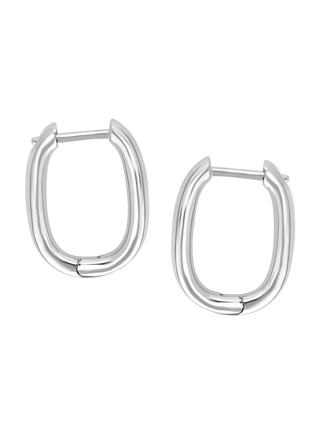 

925 SILLER Pure Silver Contemporary Hoop Earrings