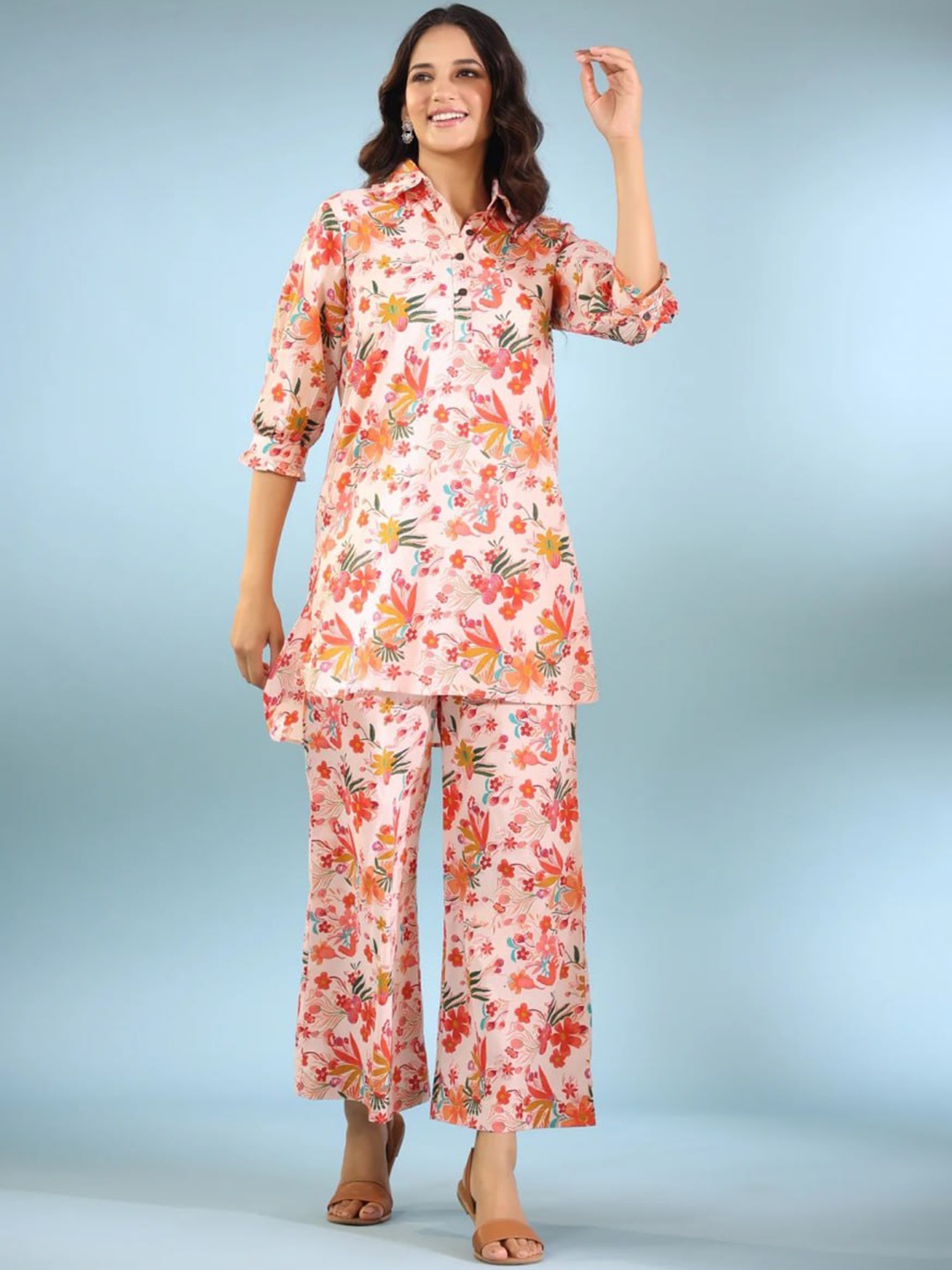 

ISHA TRADE Printed Tunic & Trouser, Orange