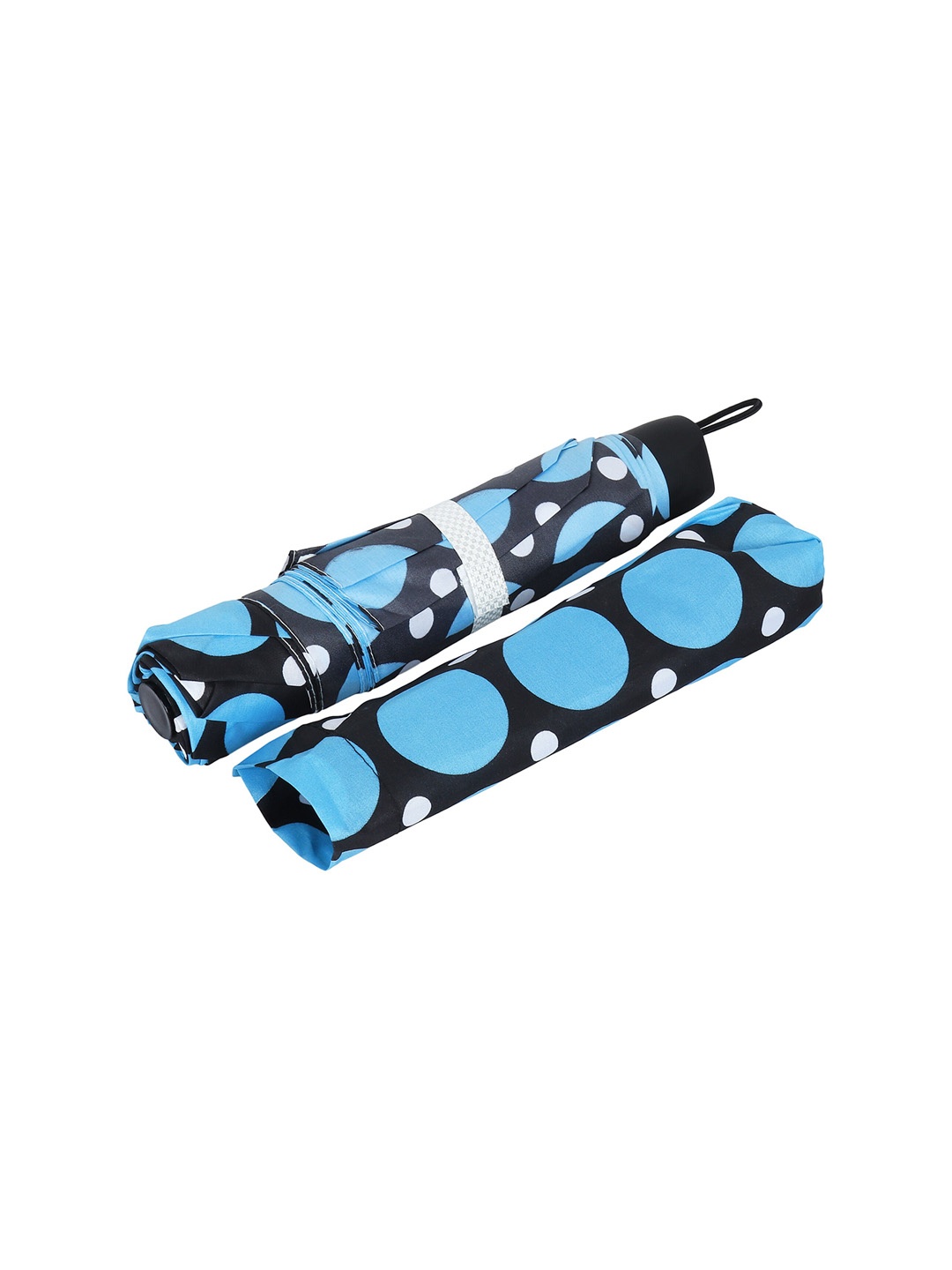 

LOOM LEGACY Polka Dot Printed Rain And Sun Protective Manual 3 Fold Umbrella, Turquoise blue