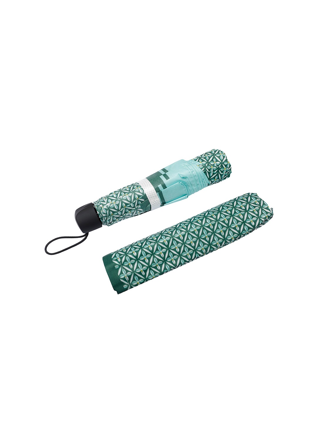 

LOOM LEGACY Floral Printed Rain And Sun Protective Manual 3 Fold Umbrella, Green