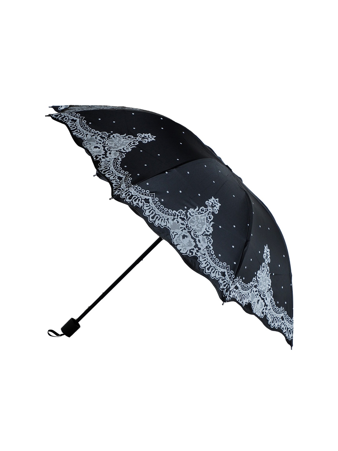 

LOOM LEGACY Ethnic Motifs Printed UV Rays Protective Double Coated Manual 3 Fold Umbrella, Black