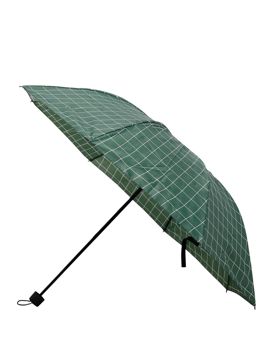 

LOOM LEGACY Checked Rain And Sun Protective Manual 3 Fold Umbrella, Green