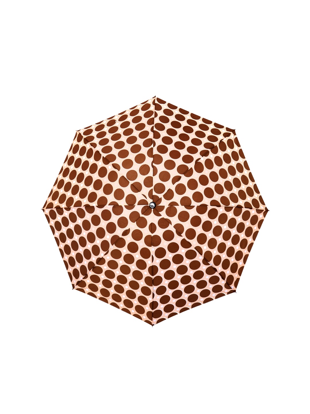 

LOOM LEGACY Polka Dot Printed Rain And Sun Protective Manual 3 Fold Umbrella, Brown