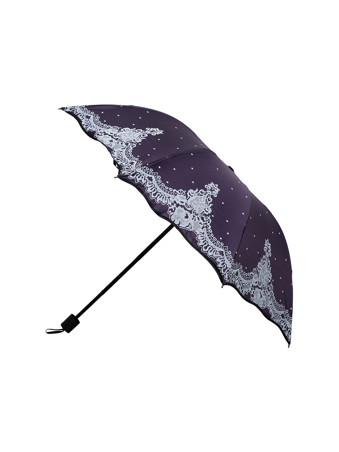 

LOOM LEGACY Ethnic Motifs Printed Rain And Sun Protective Manual 3 Fold Umbrella, Purple