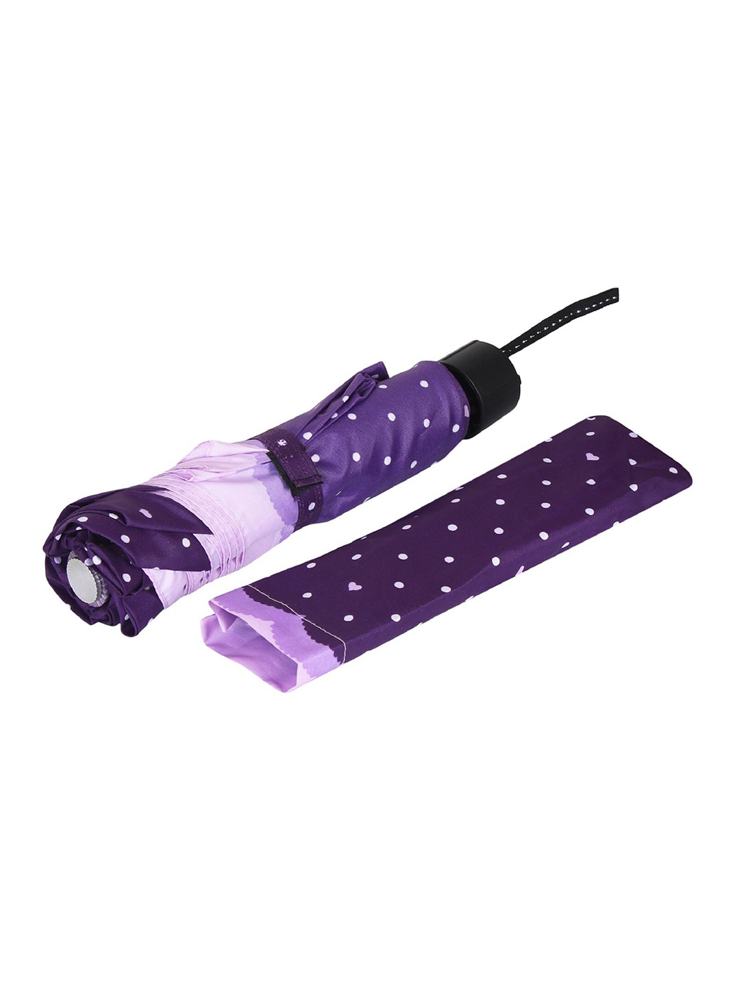 

LOOM LEGACY Polka Dot Printed Rain And Sun Protective Manual 3 Fold Umbrella, Purple