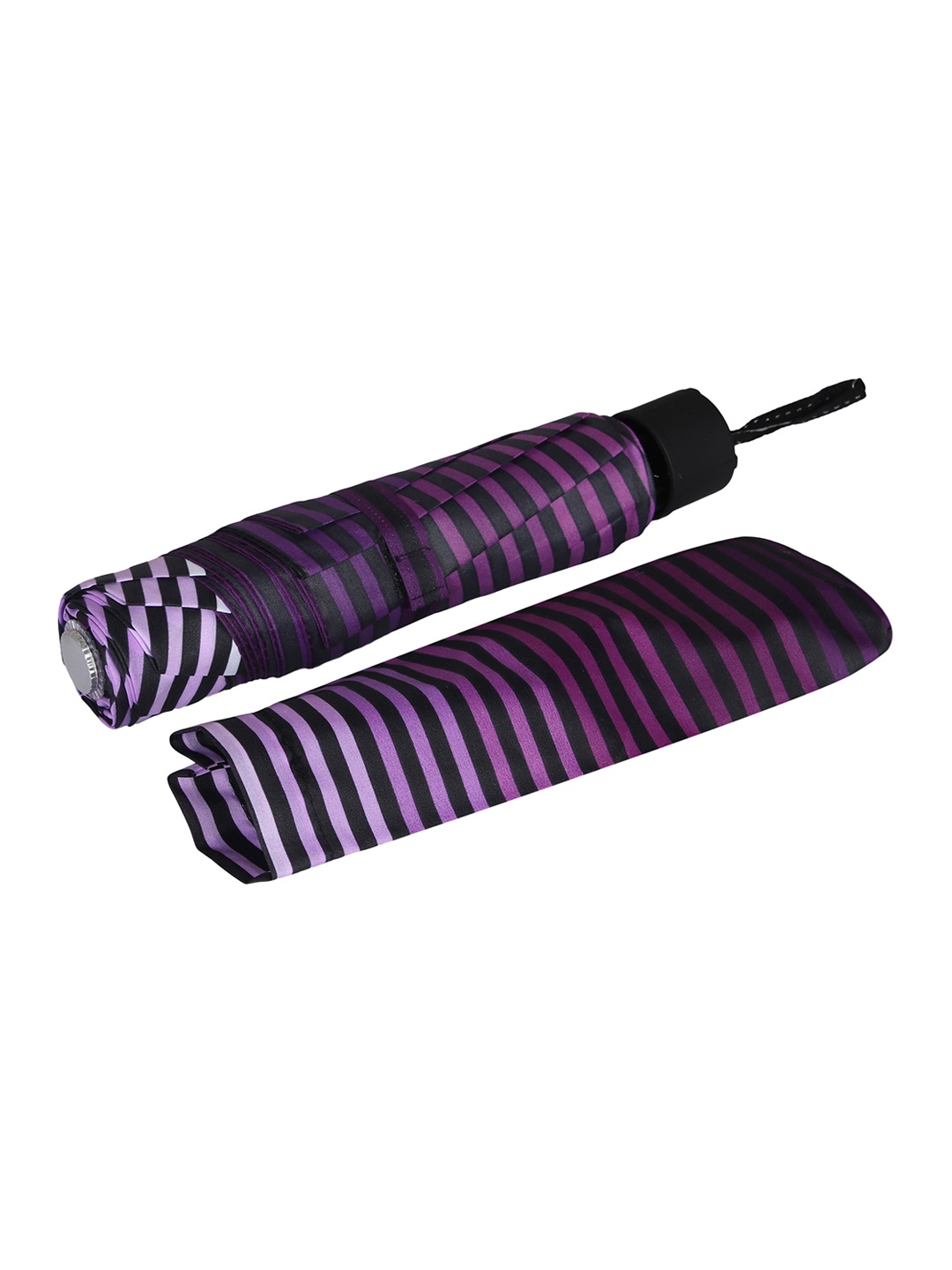 

LOOM LEGACY Striped Manual 3 Fold Umbrella, Purple