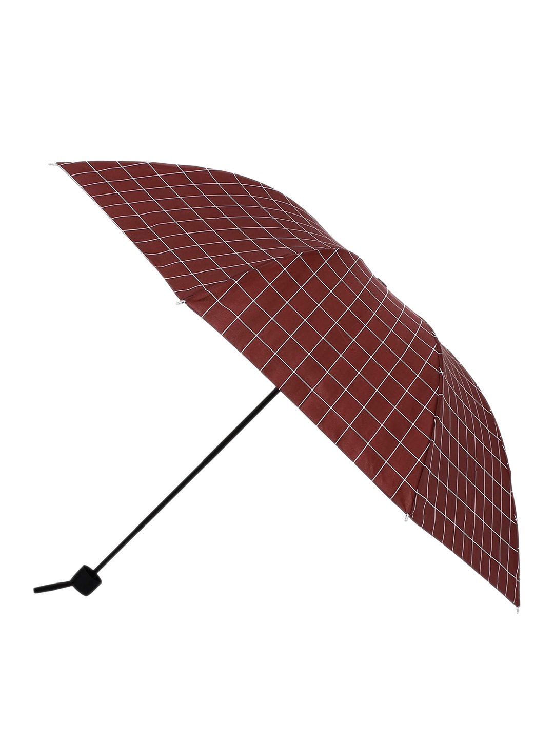 

LOOM LEGACY Checked Rain And Sun Protective Manual 3 Fold Umbrella, Maroon