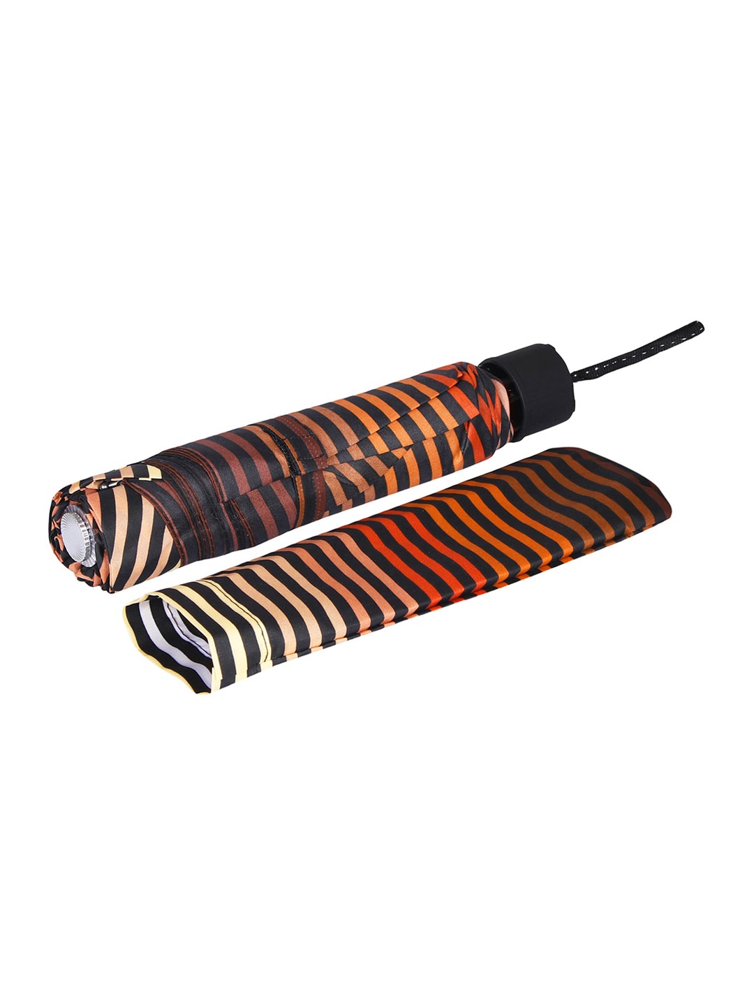 

LOOM LEGACY Striped Rain And Sun Protective Manual 3 Fold Umbrella, Brown