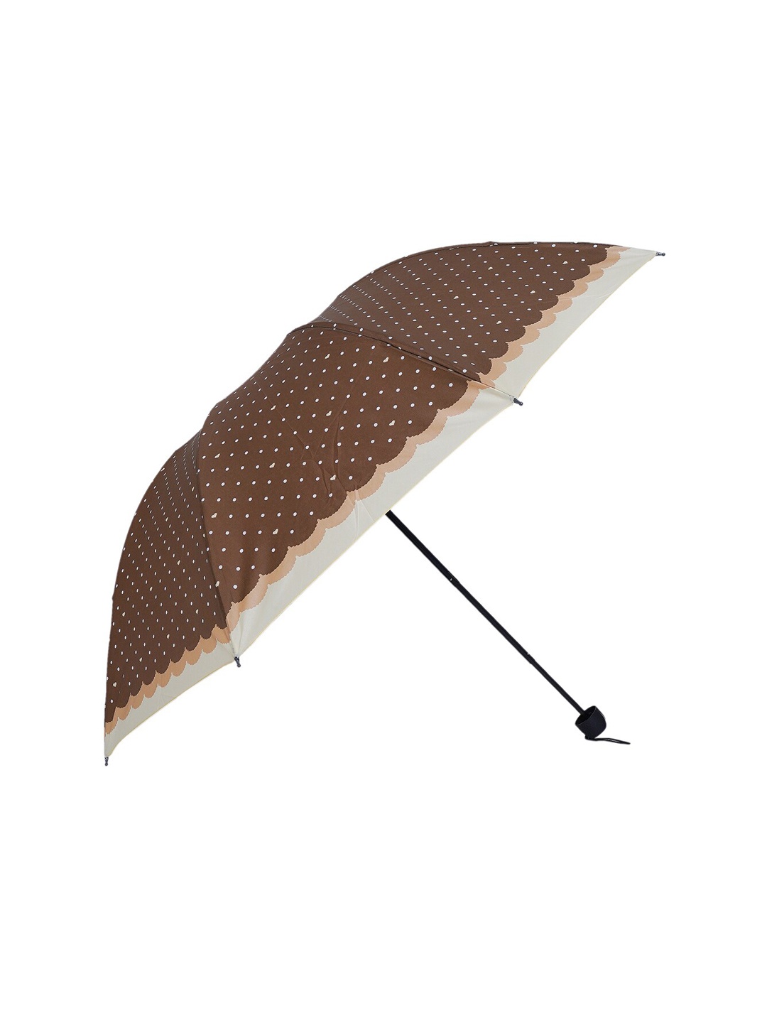 

LOOM LEGACY Geometric Printed Rain And Sun Protective Manual 3 Fold Umbrella, Brown