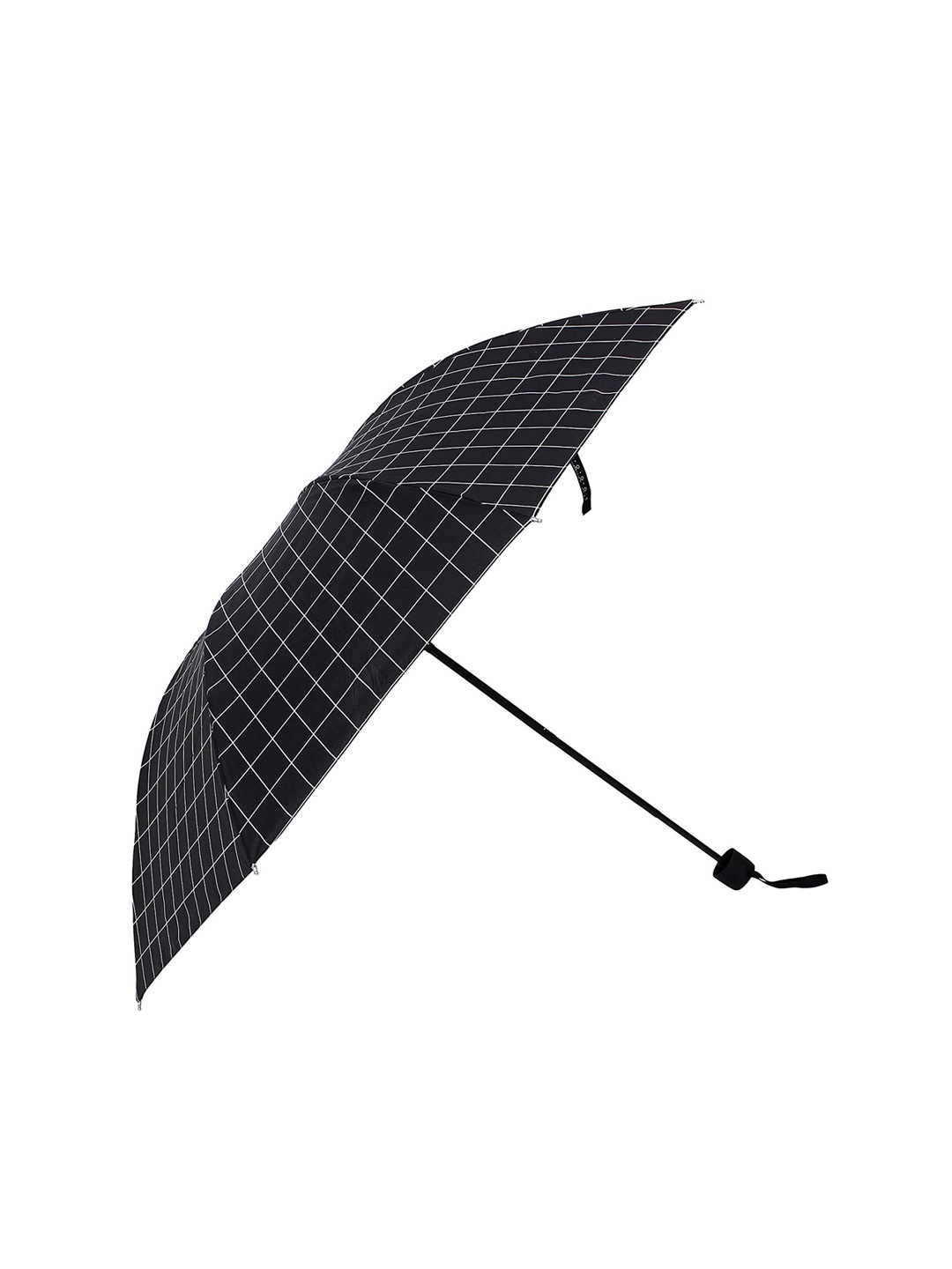

LOOM LEGACY Checked Rain And Sun Protective Manual 3 Fold Umbrella, Black