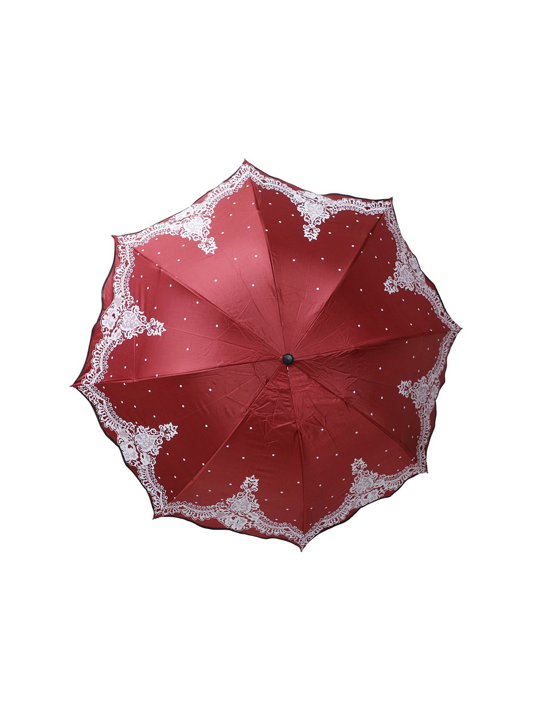 

LOOM LEGACY Ethnic Motifs Printed Rain And Sun Protective Manual 3 Fold Umbrella, Maroon