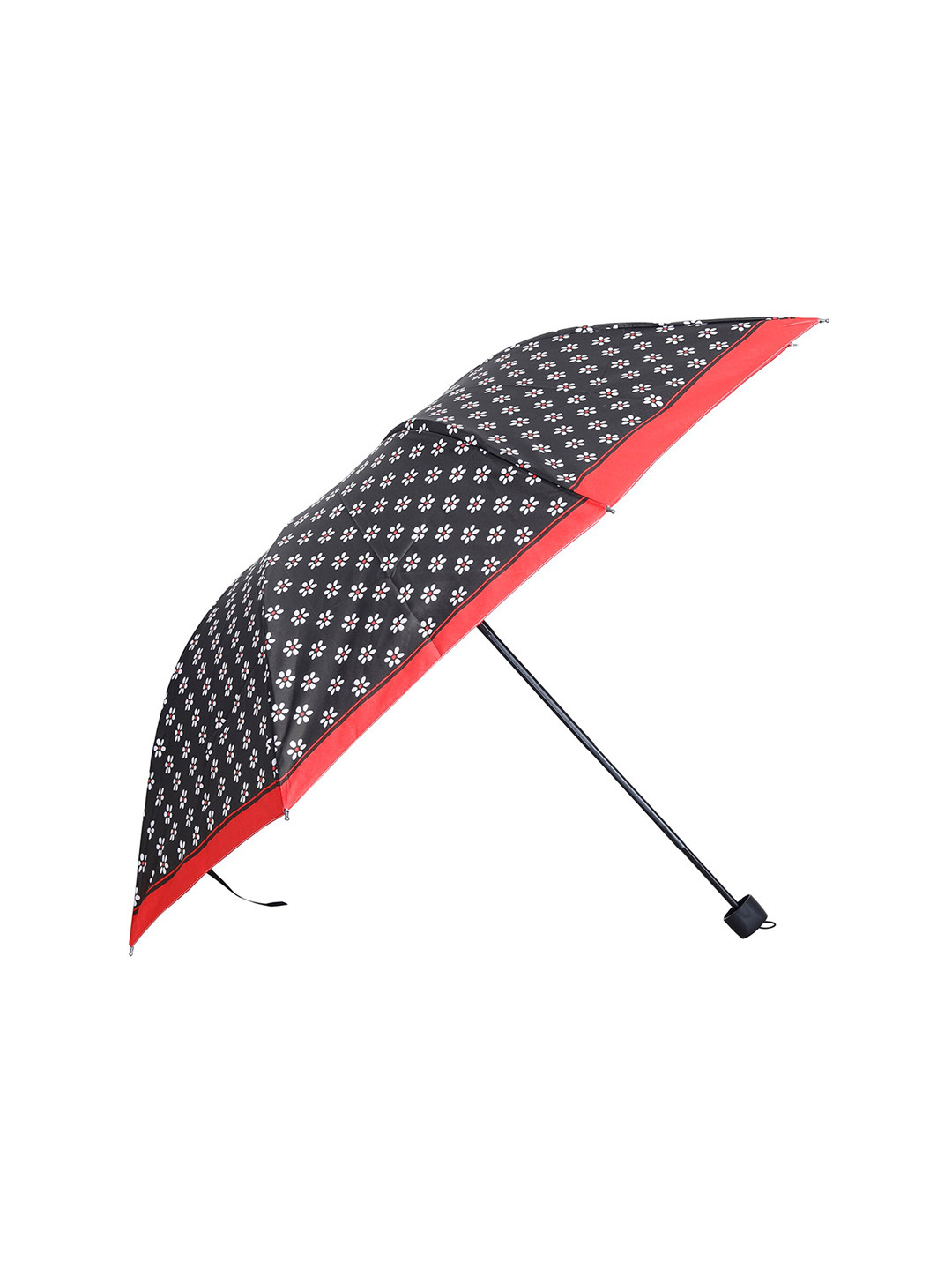 

LOOM LEGACY Floral Printed Manual 3 Fold Umbrella, Black
