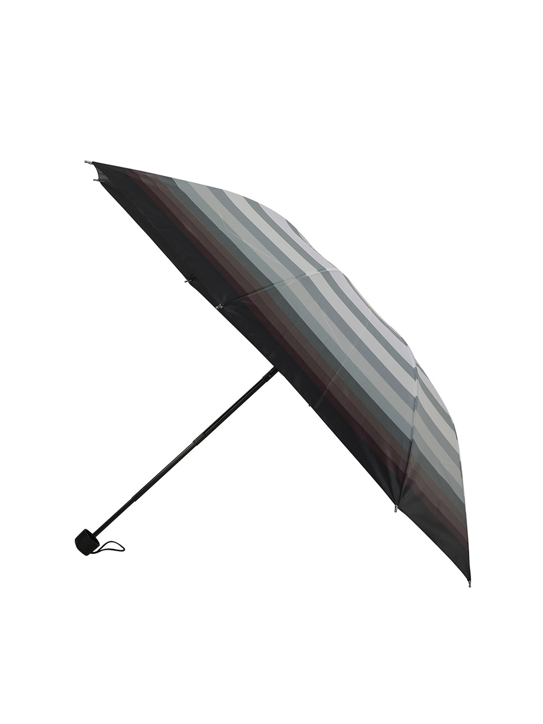 

LOOM LEGACY Striped Rain And Sun Protective Manual 3 Fold Umbrella, Grey