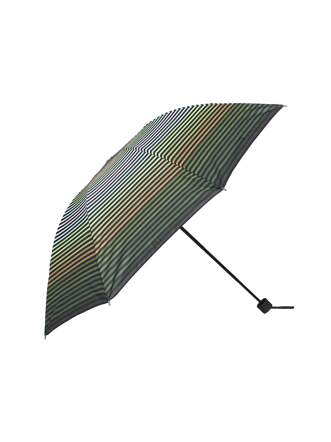 

LOOM LEGACY Striped Rain And Sun Protective Manual 3 Fold Umbrella, Green