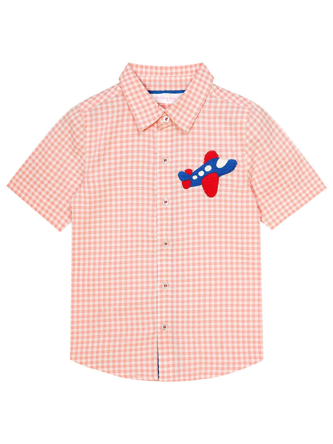 

Budding Bees Girls Relaxed Gingham Checked Casual Shirt, Peach