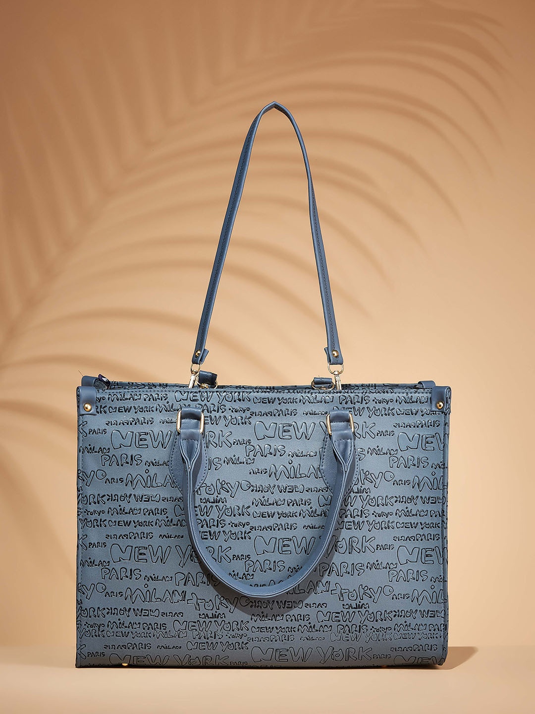 

FARGO Textured Oversized Structured Tote Bag, Grey