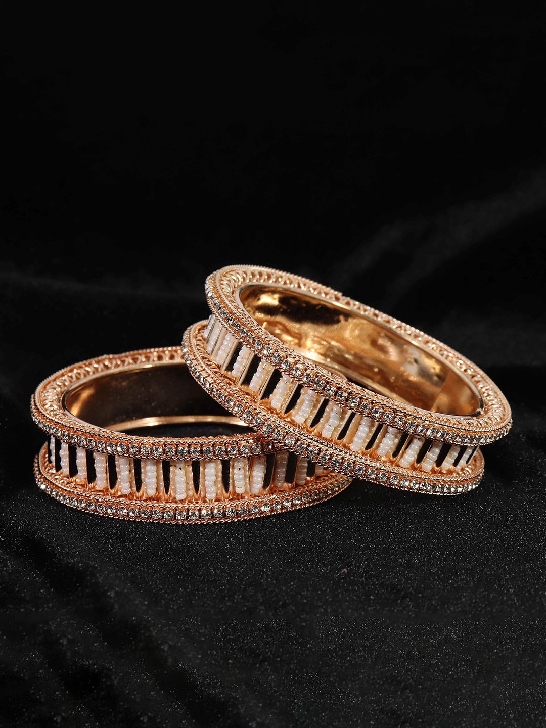 

NMII Set Of 2 AD Studded Bangles, Rose gold