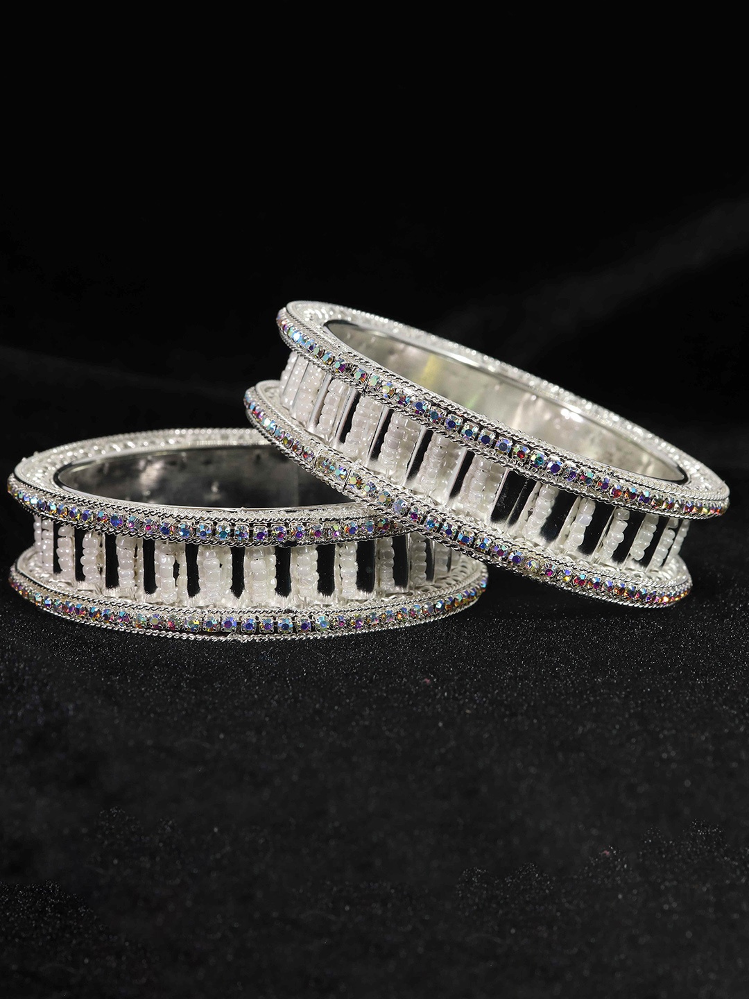 

NMII Set Of 2 AD-Studded Bangles, White