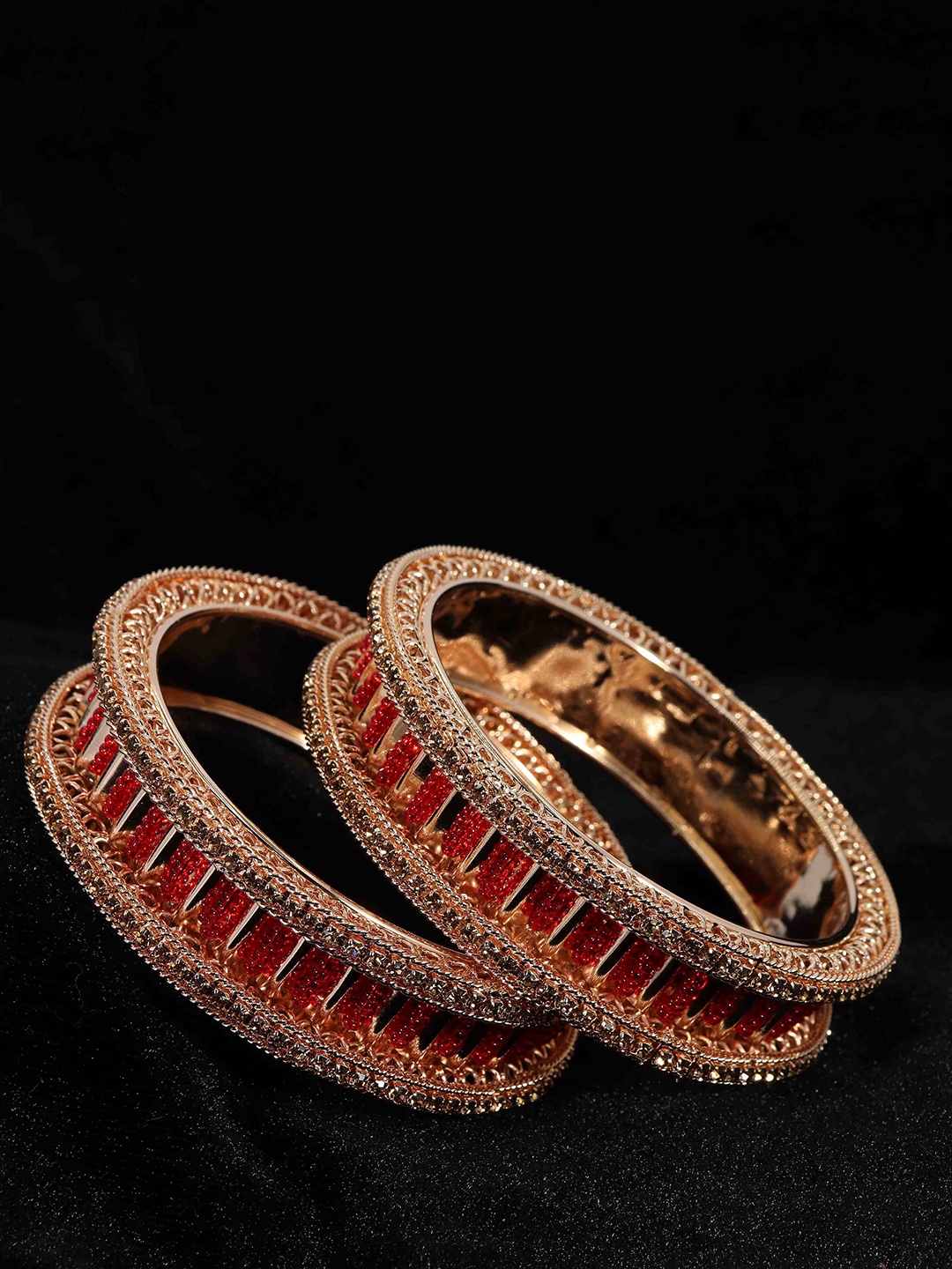 

NMII Set Of 2 AD Studded Bangles, Rose gold