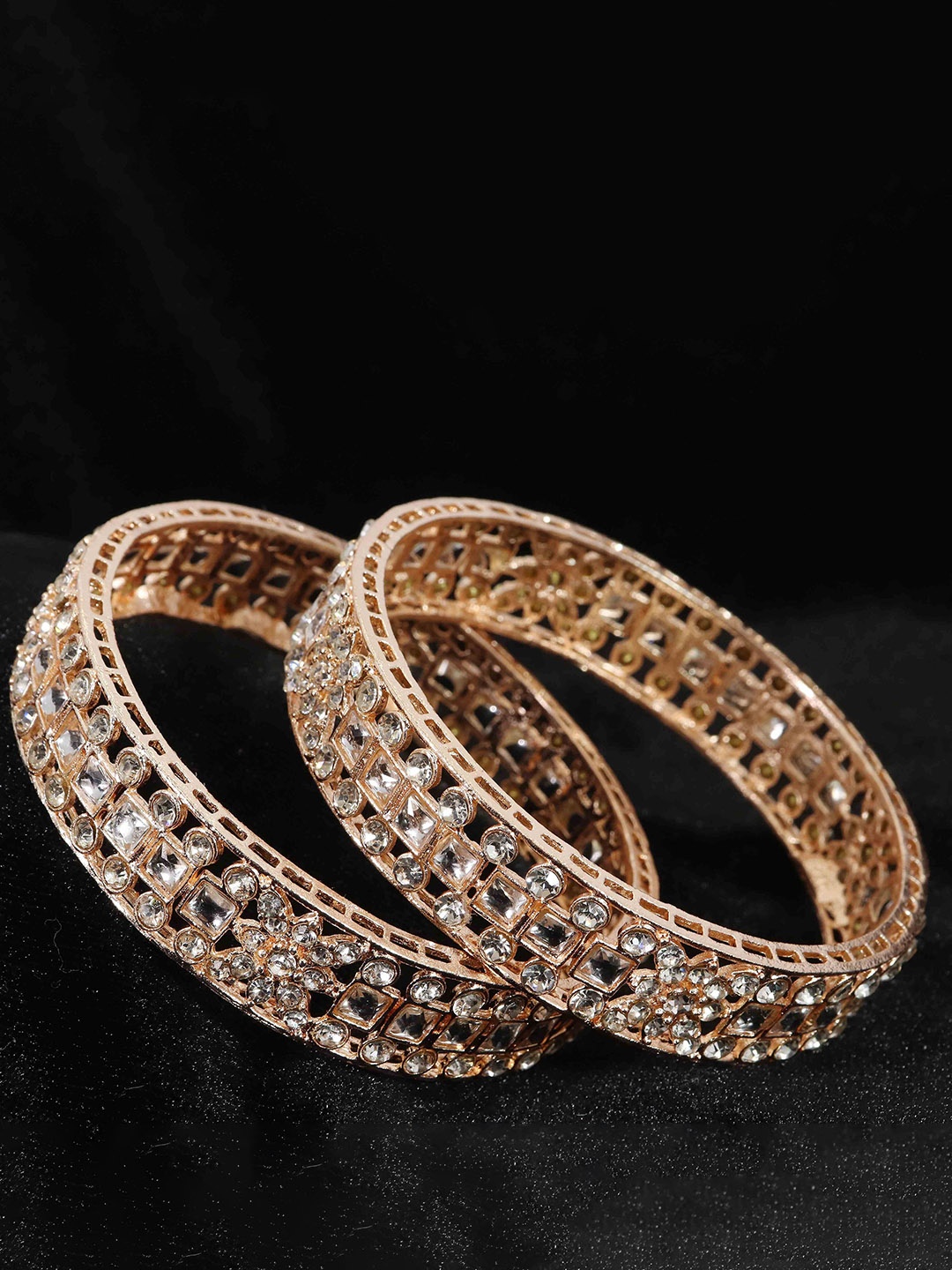 

NMII Set Of 2 Rose Gold-Plated AD Studded Bangles