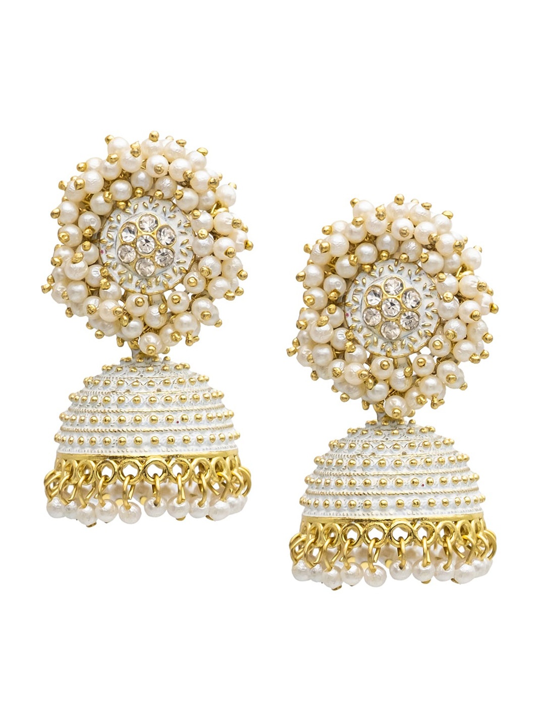 

Shining Jewel - By Shivansh Gold-Plated Contemporary Jhumkas Earrings