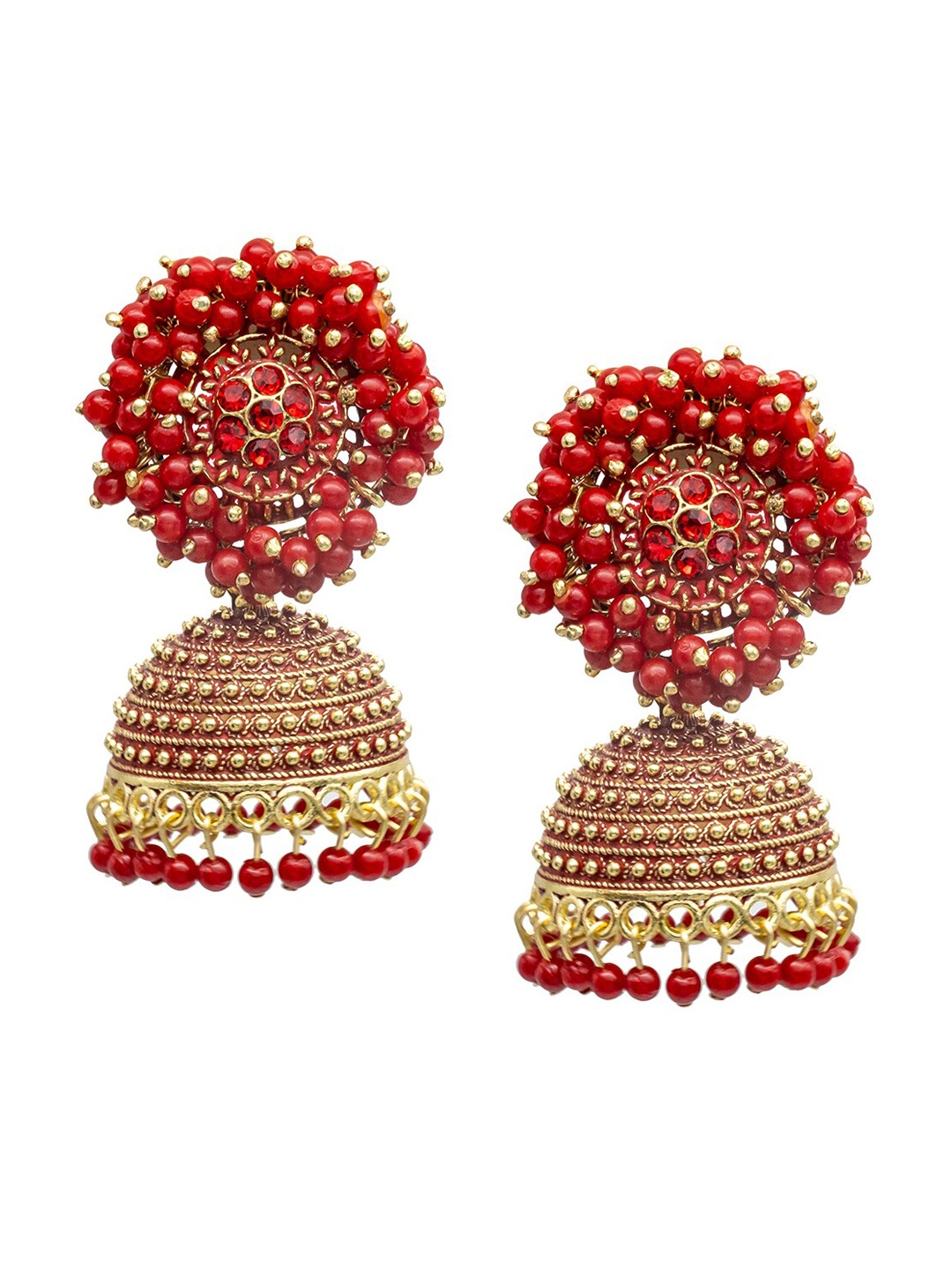 

Shining Jewel - By Shivansh Gold-Plated Contemporary Jhumkas Earrings