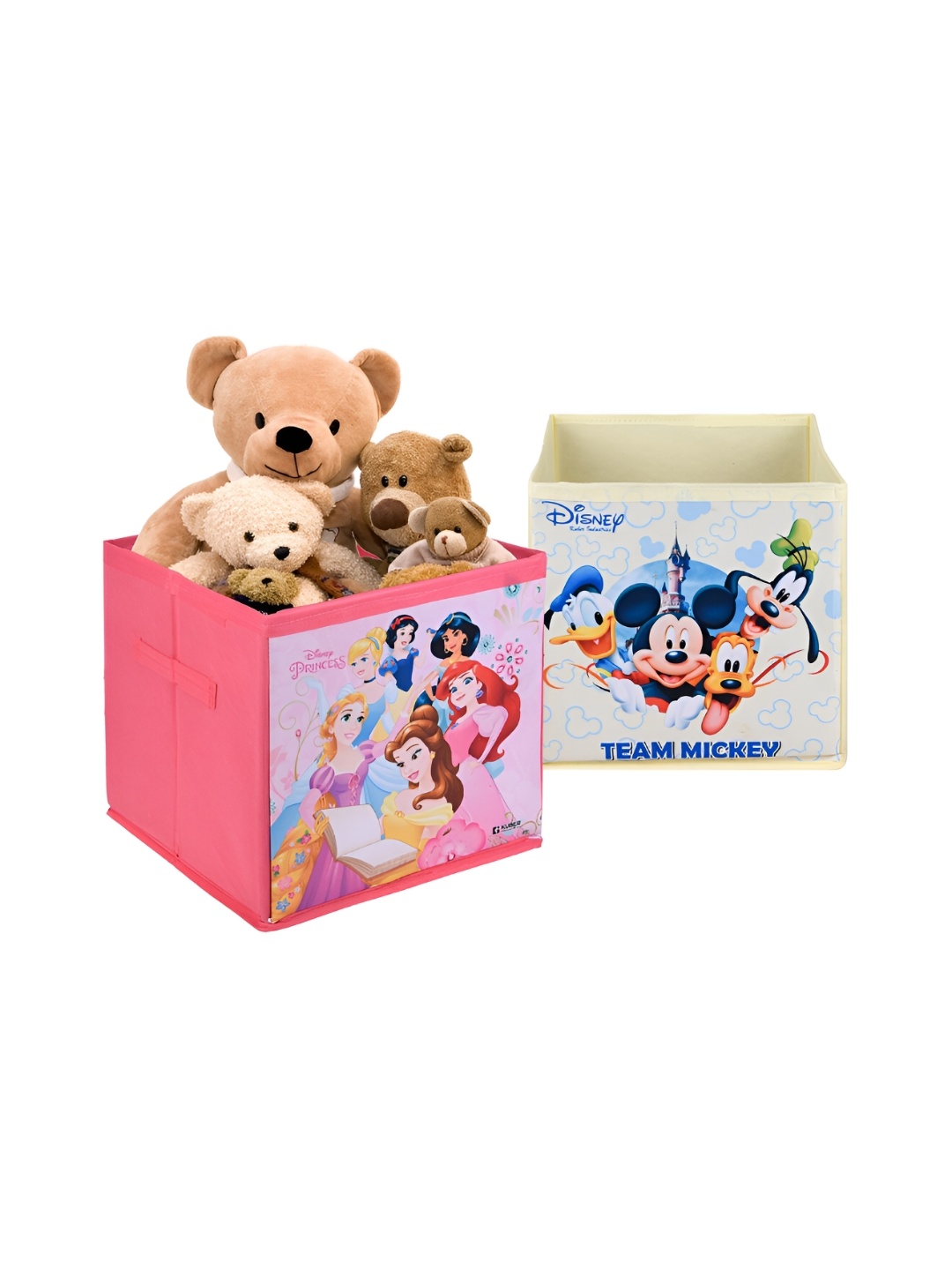 

Kuber Industries Pink & Off White 2 Pcs Disney Printed Drawer Organisers 33 L
