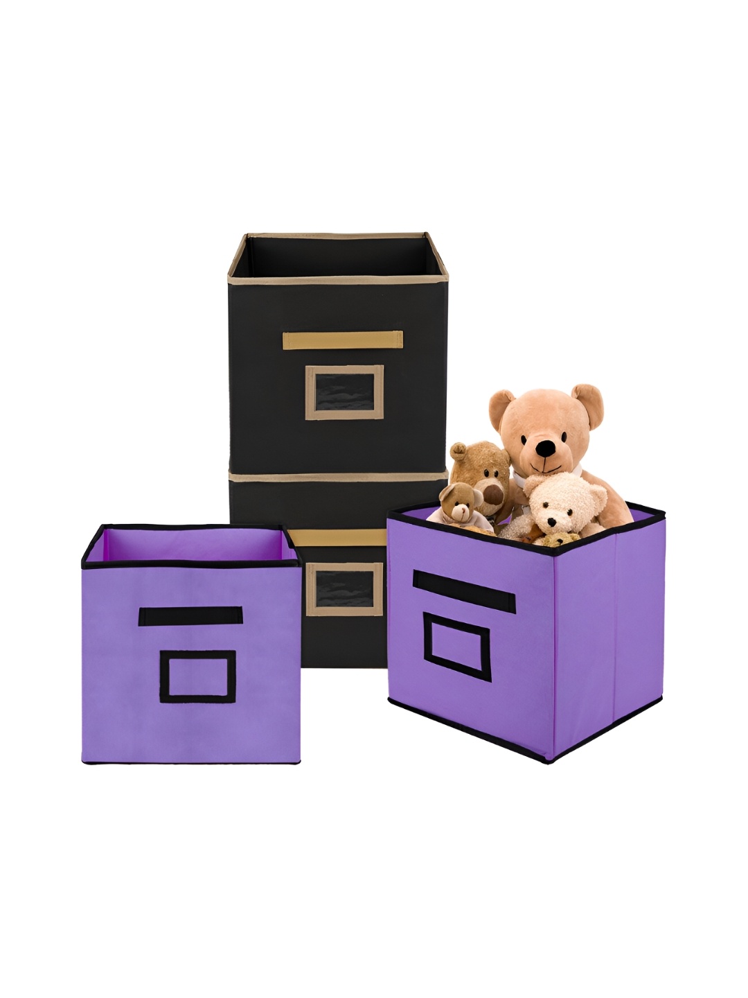 

Kuber Industries Purple & Black 4 Pcs Drawer Organisers