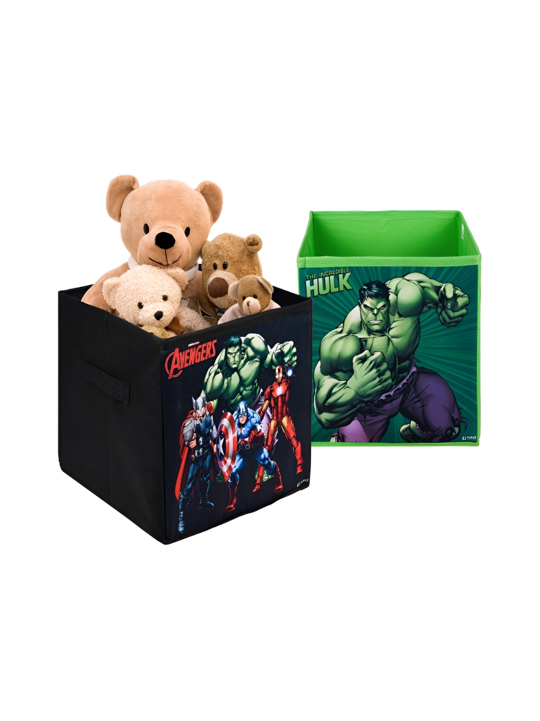 

Kuber Industries Black & Green Marvel Printed 2 Pcs Multi-Utility Organisers 33 LTR
