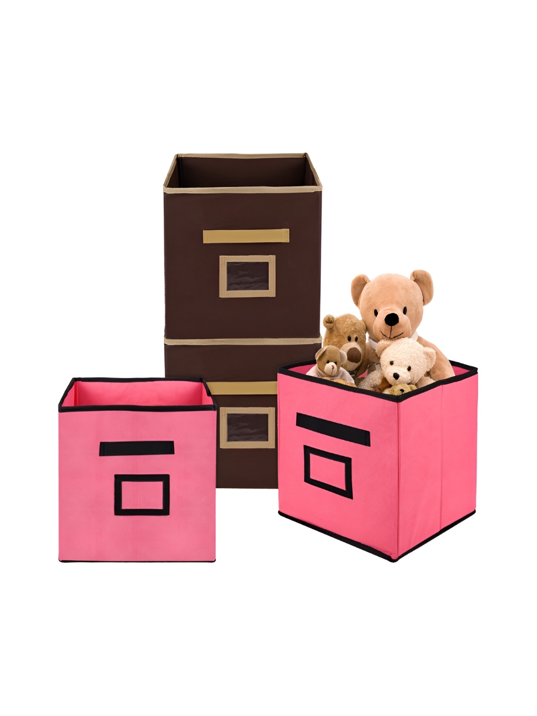 

Kuber Industries Pink & Brown 4 Pieces Multi-Utility Organisers 33 Ltr