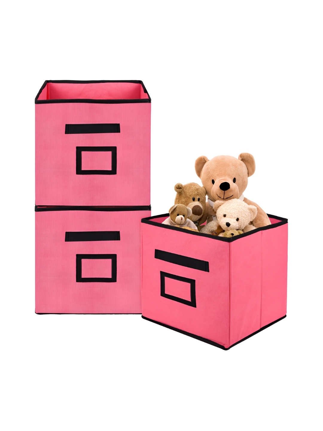 

Kuber Industries Pink & Black 3 Pcs Multi-Utility Organisers 33 LTR
