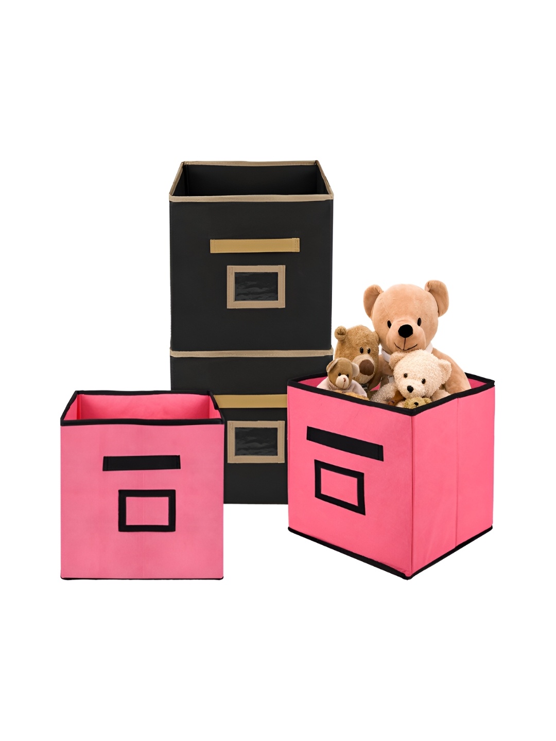 

Kuber Industries Pink & Black 4 Pieces Multi-Utility Organisers 33 Ltr