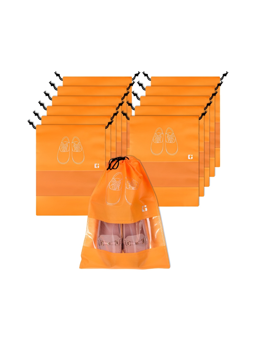 

Kuber Industries Orange 12 Pieces Regular Shoes Organiser