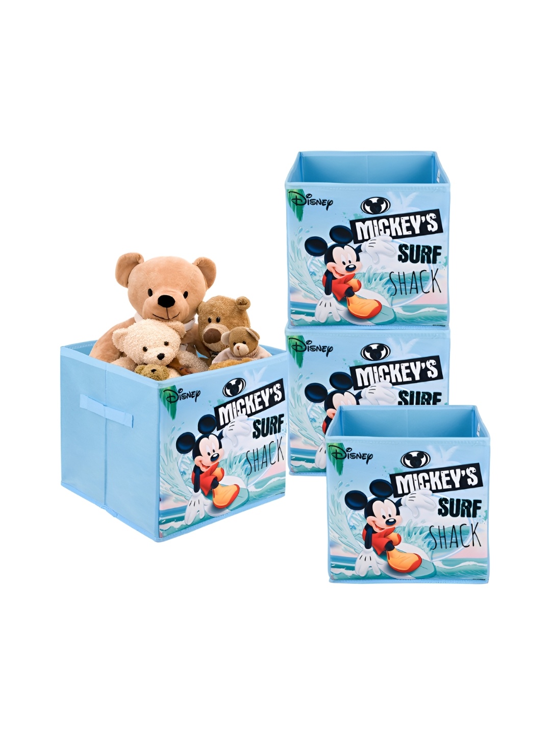 

Kuber Industries Blue & Black 4 Pieces Disney Mickey Printed Drawer Organisers