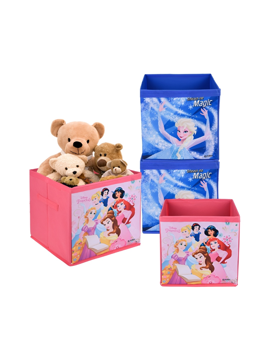 

Kuber Industries Blue & Pink 4 Pcs Disney Printed Multi-Utility Organisers 33 Ltr