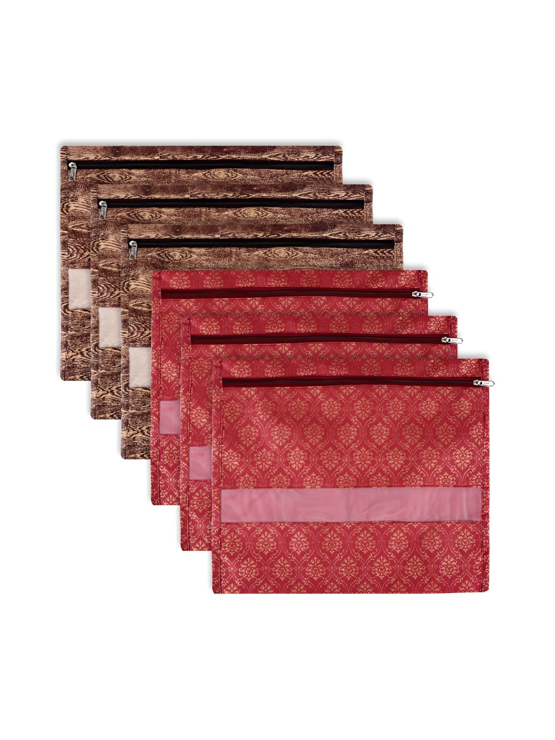 

Kuber Industries Maroon & Gold Toned 6 Pieces Printed Saree Organisers