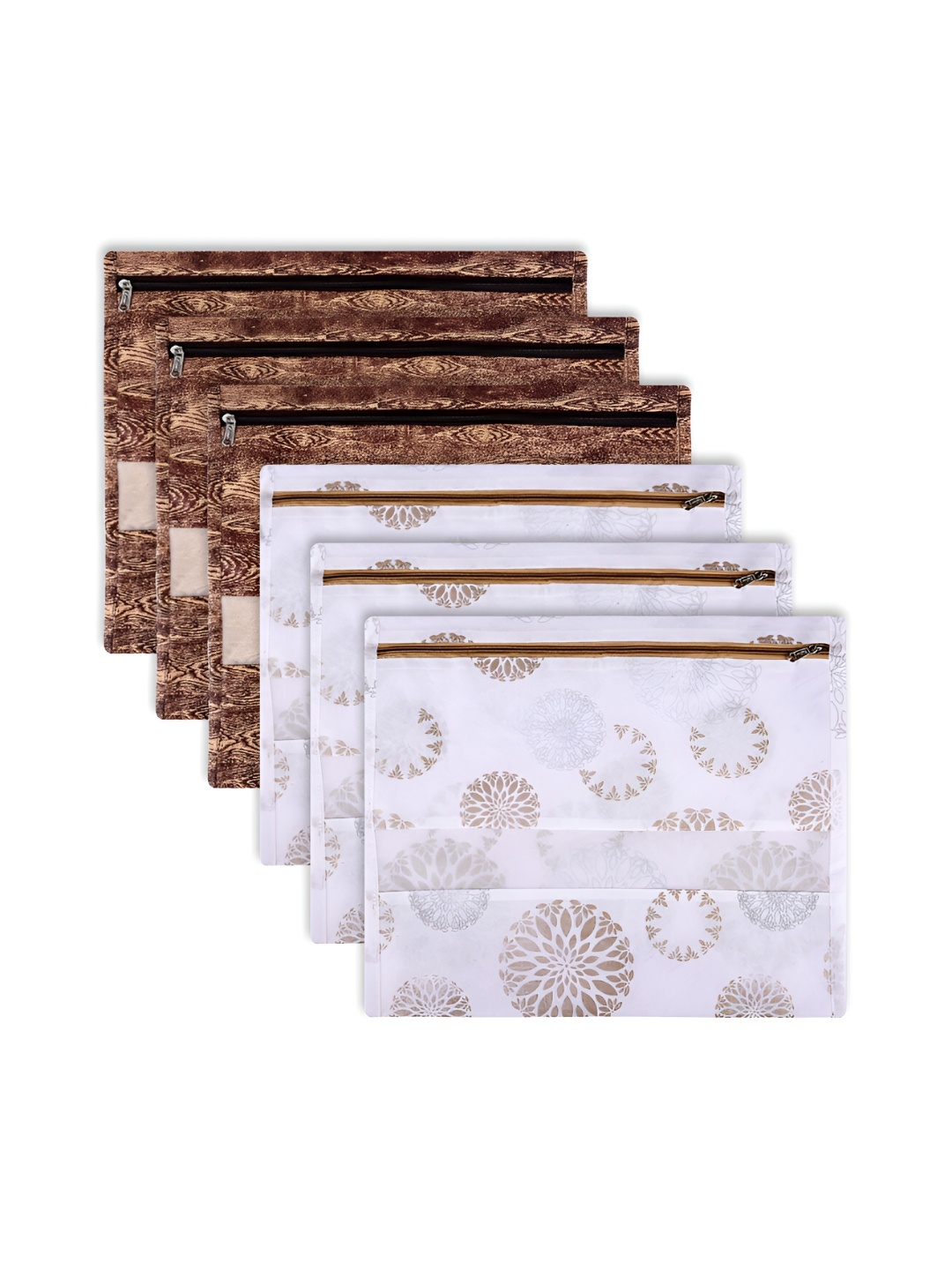 

Kuber Industries White & Brown 6 Pieces Regular Multi-Utility Organisers