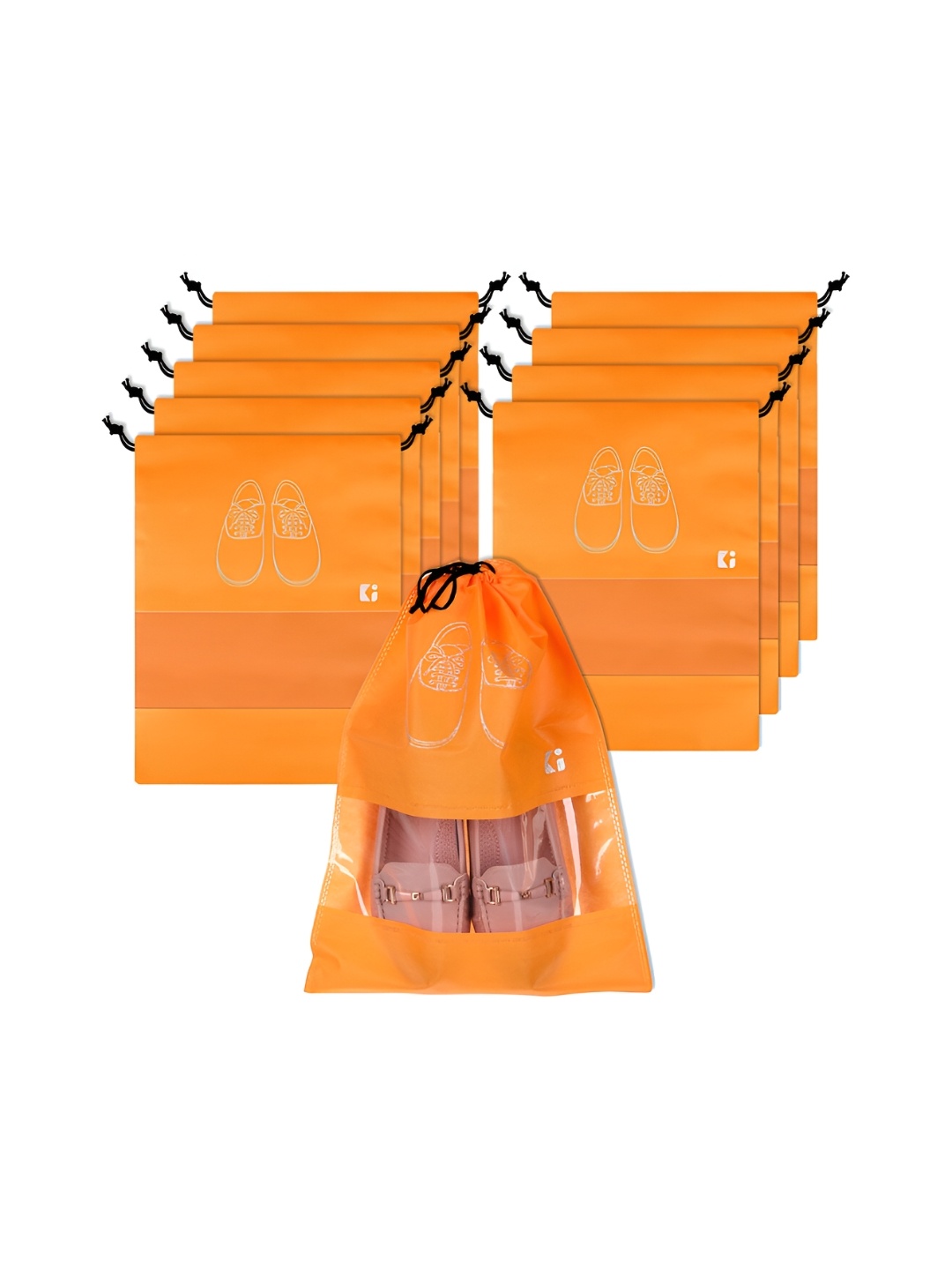 

Kuber Industries Orange 10 Pieces Printed Shoe Organisers