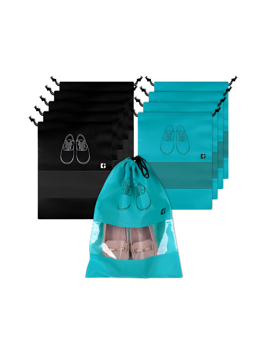 

Kuber Industries Blue & Black 10 Pieces Regular Shoes Organiser